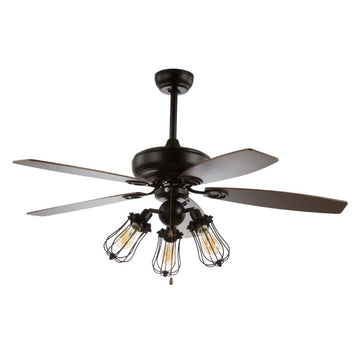 Lucas 52" Caged Metal/Wood LED Ceiling Fan - JONATHAN Y